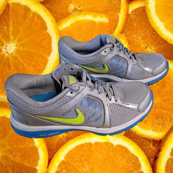 Nike Dual Fusion Gray, Blue and Yellow Running Sneakers Size 9 - Picture 1 of 8